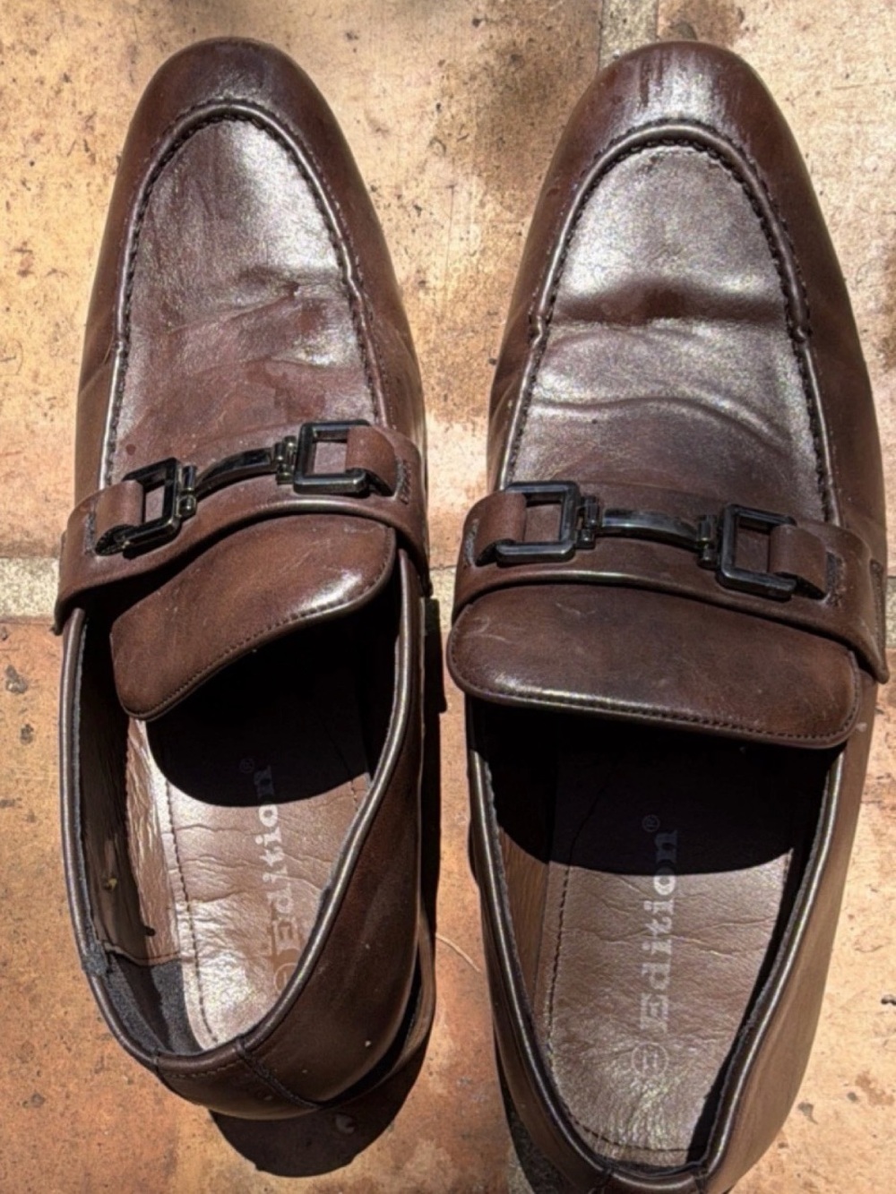 Edition Men's Brown Leather Slip-On Loafers US 11